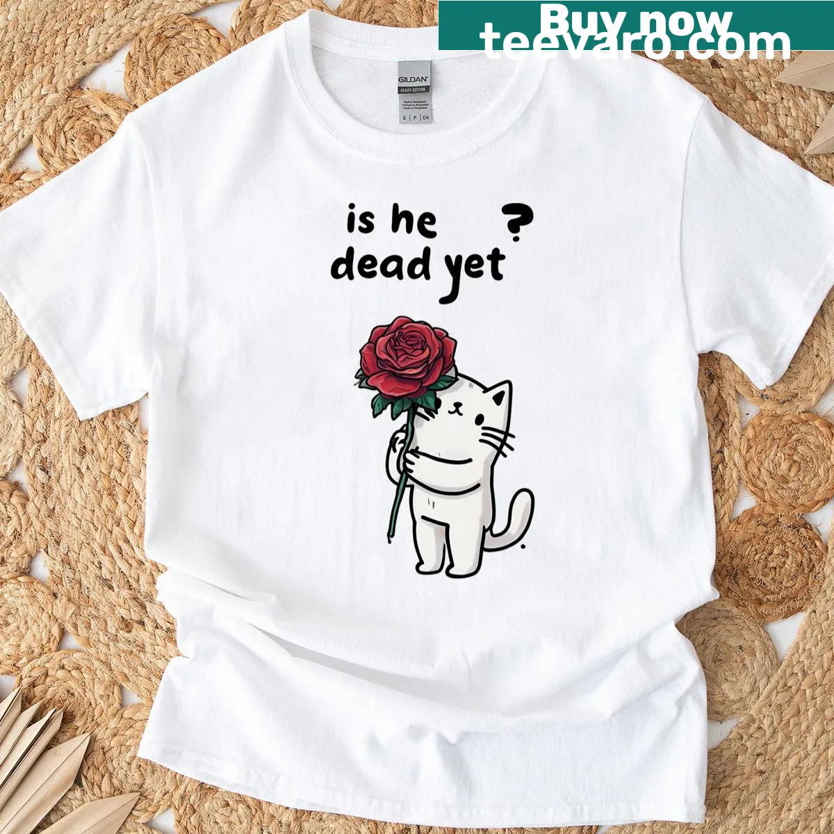 Funny cat T-shirt with a vintage-inspired cartoon design — on a men's t-shirt