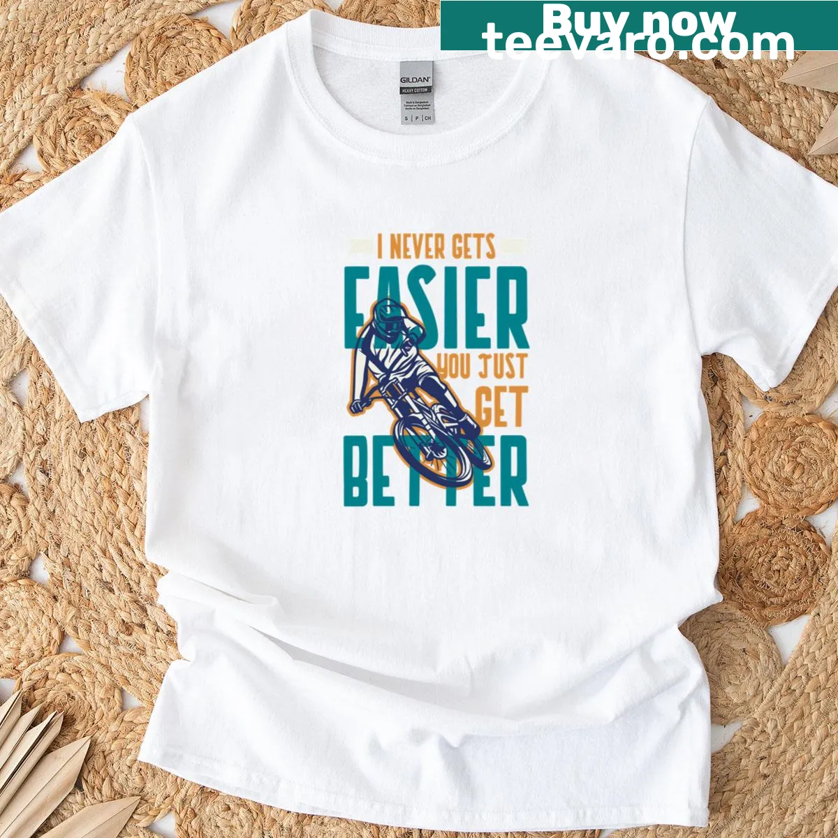 Motivational T-shirt for cyclists with an inspirational fitness quote — on a men's t-shirt