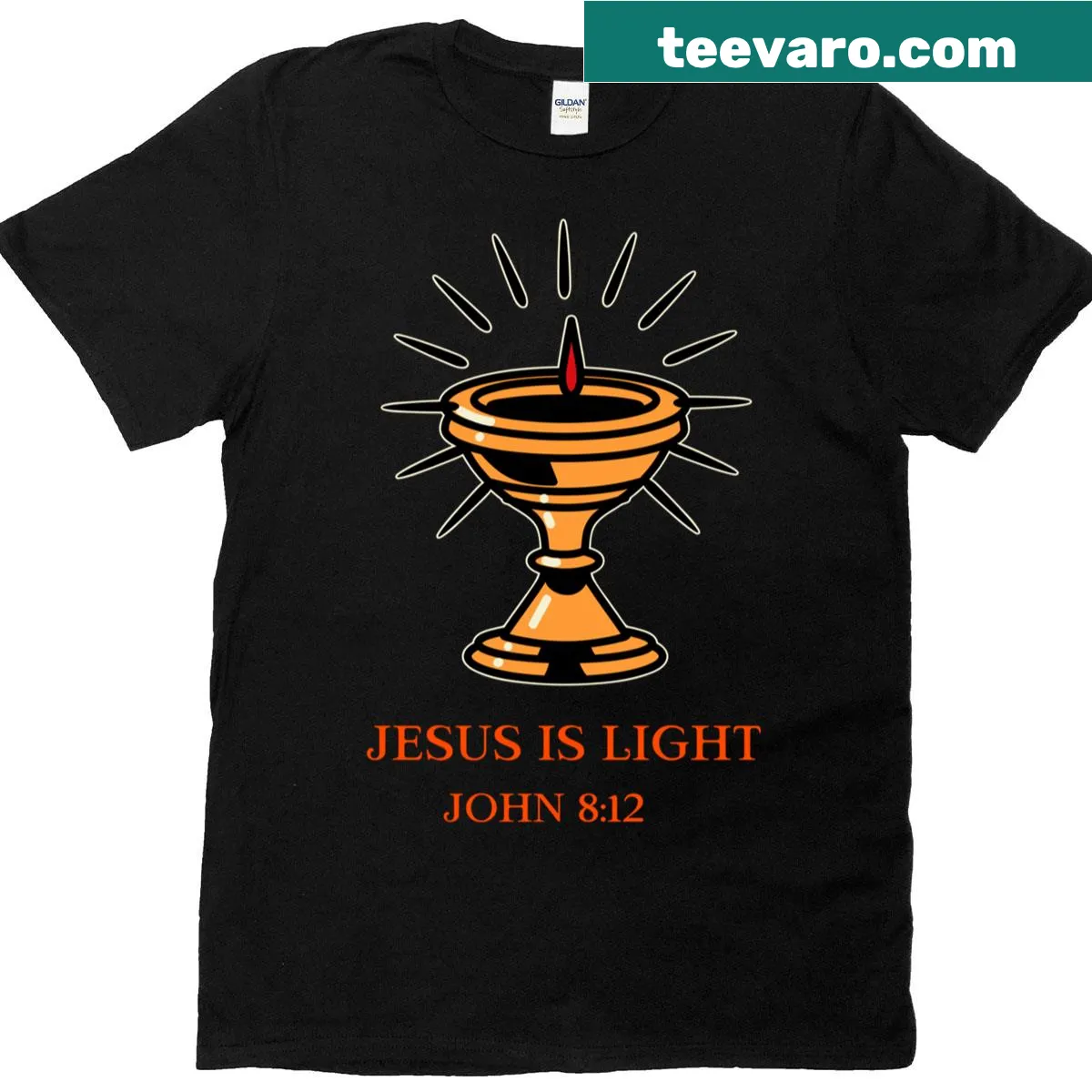 Classic t-shirt with 'Jesus Is Light' text from John 8:12 — on a men's t-shirt