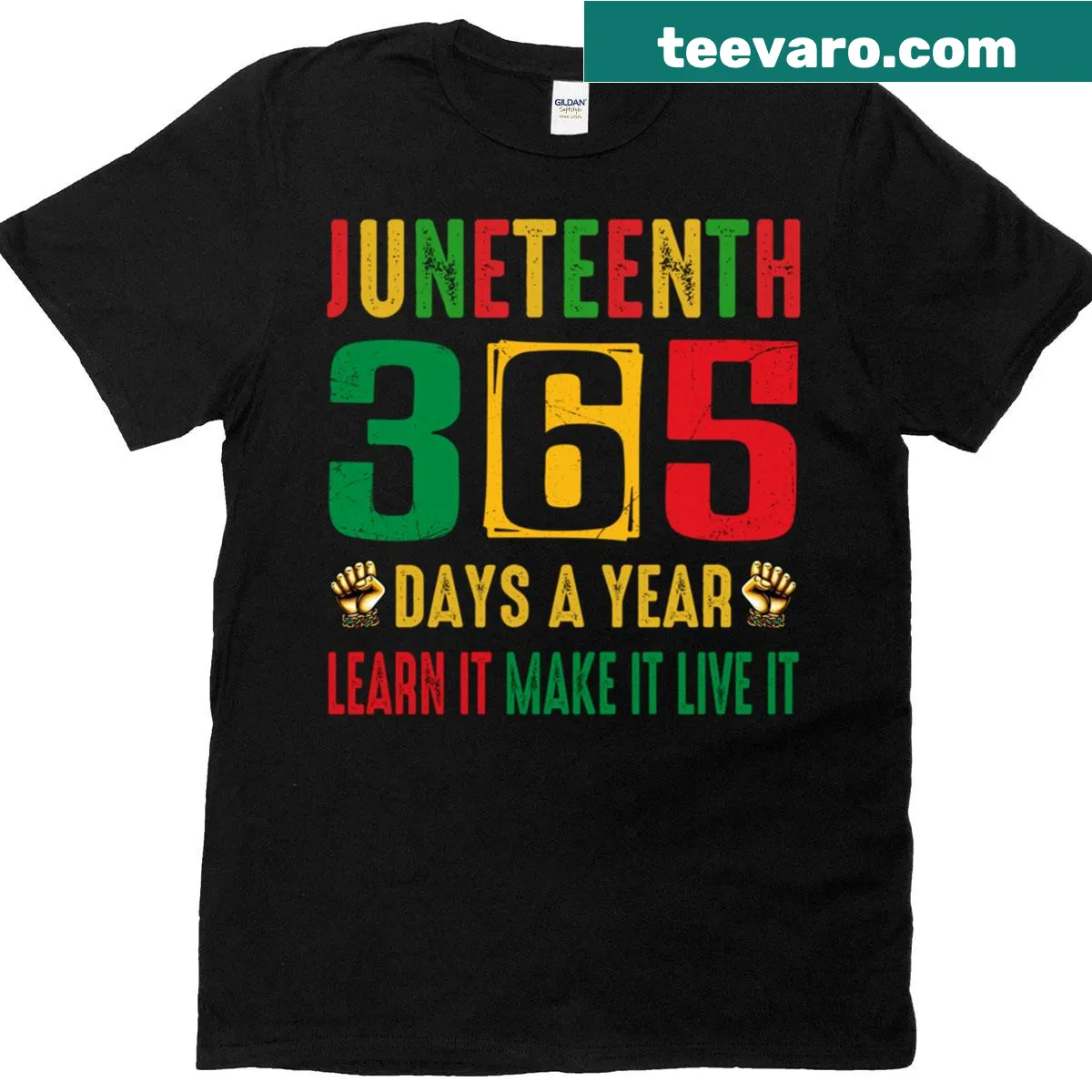 Classic T-shirt with 'Juneteenth 365 Days A Year' quote — on a men's t-shirt