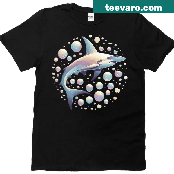 Illustrated t-shirt featuring a hammerhead shark and text