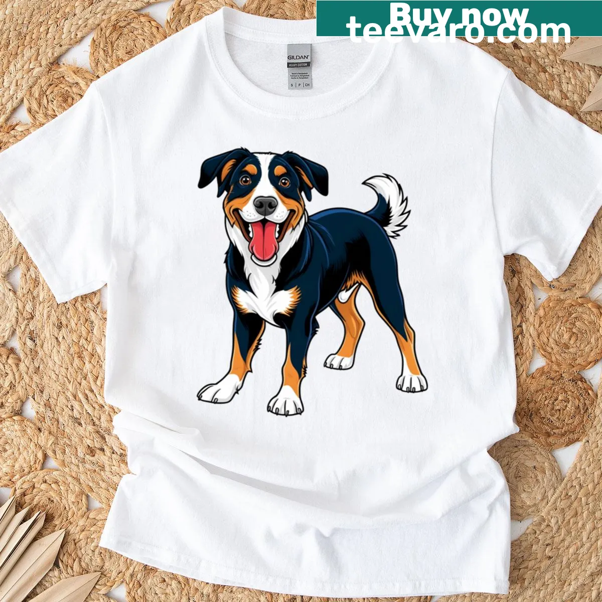 Realistic graphic of a Lancashire Heeler on a classic t-shirt. — on a men's t-shirt