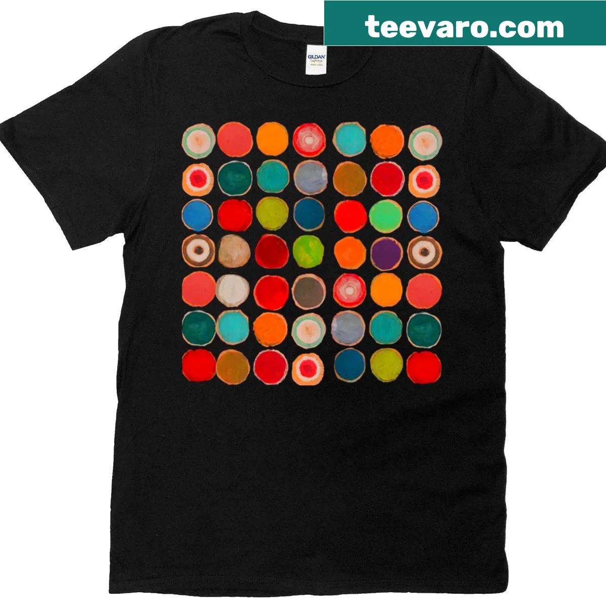Abstract polkadot and target design on a T-shirt — on a men's t-shirt