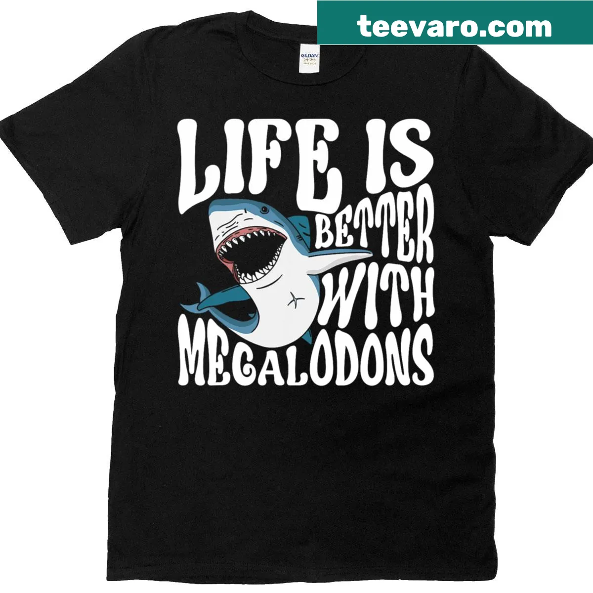 T-shirt featuring a Megalodon graphic and inspirational text for kids — on a men's t-shirt