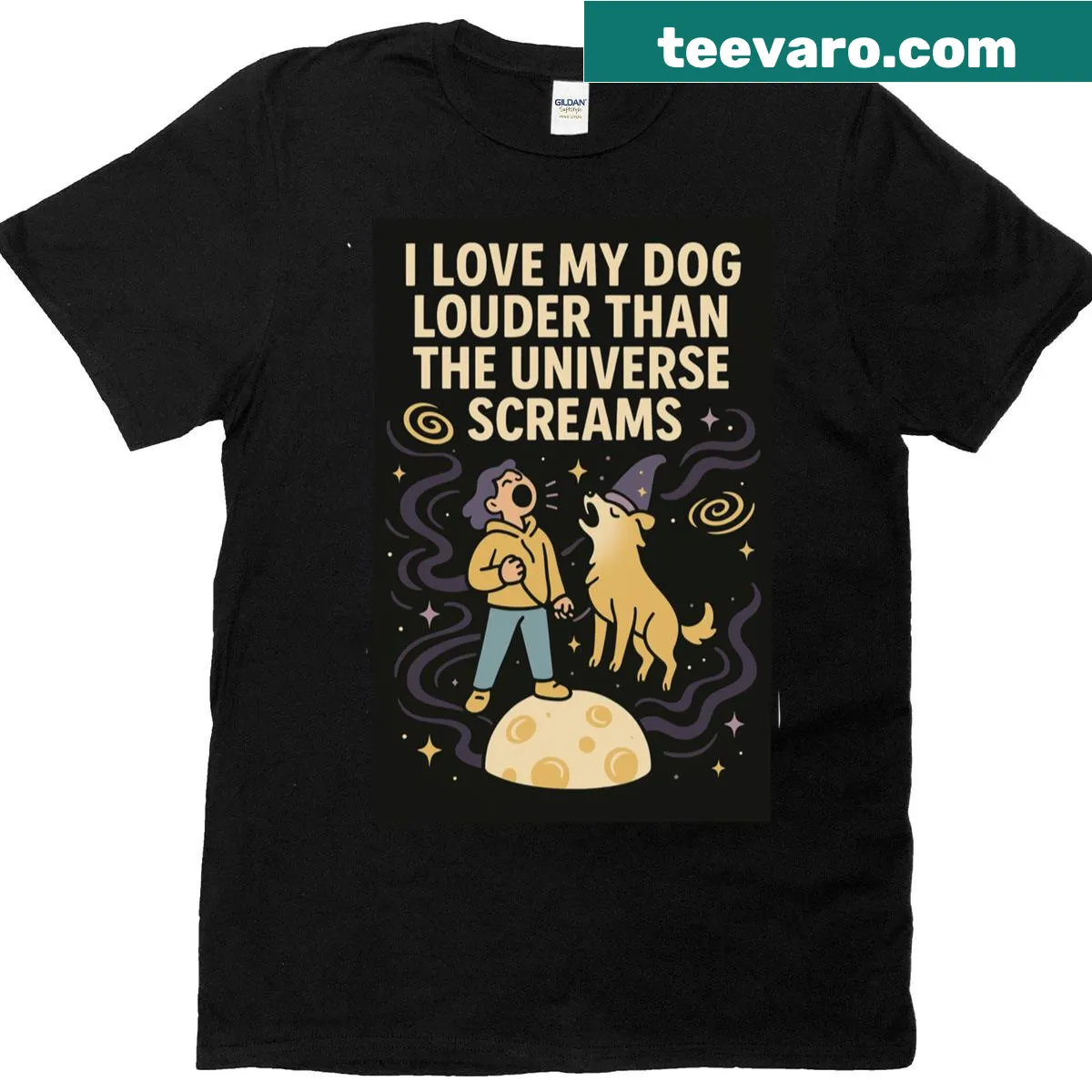 Funny dog love t-shirt with playful typography — on a men's t-shirt