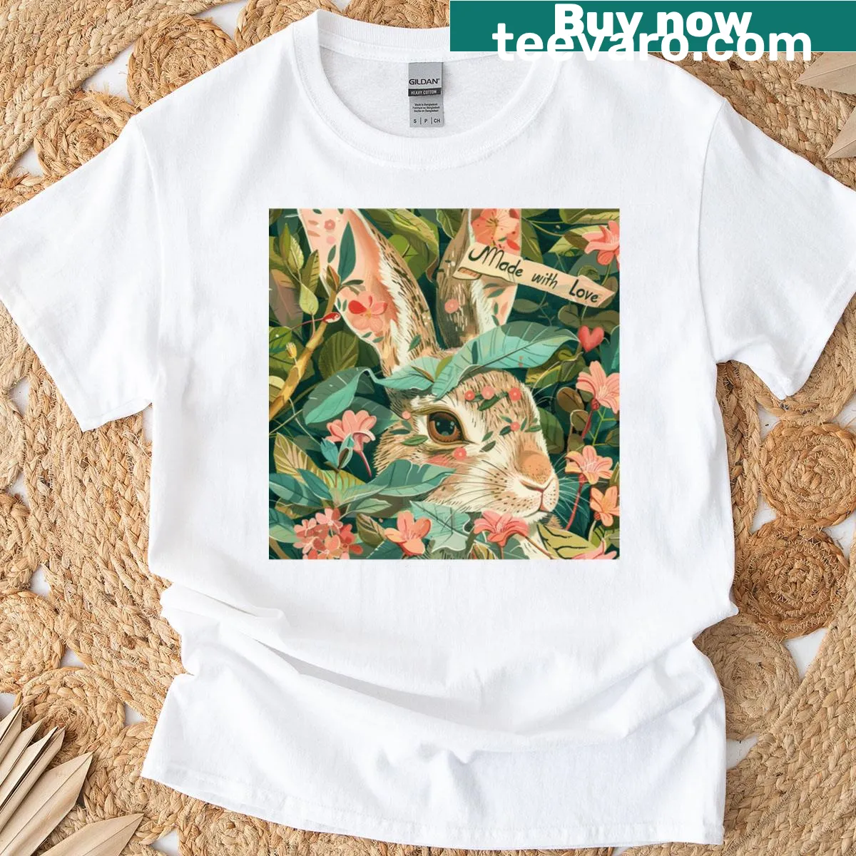 Cute baby and toddler t-shirt with an illustration of a bunny — on a men's t-shirt