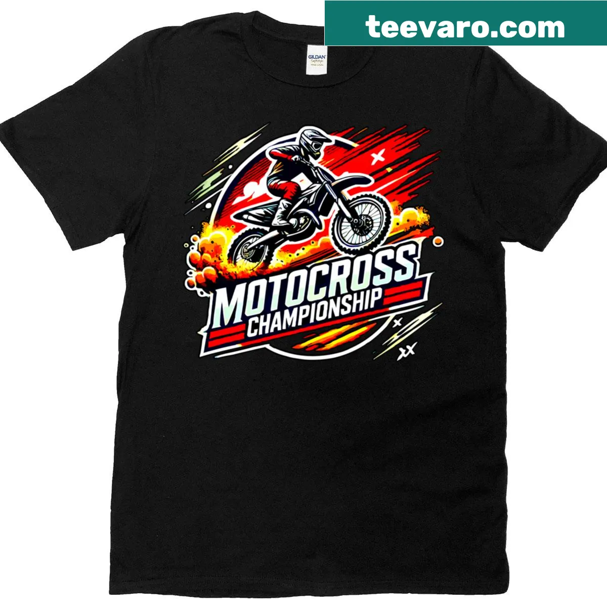 Motocross racing illustration graphic T-shirt — on a men's t-shirt