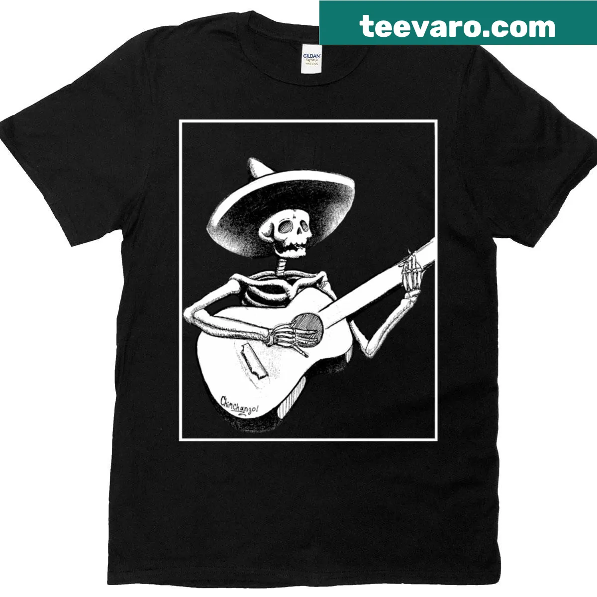 T-shirt with bold statement 'Music Is Dead', edgy design — on a men's t-shirt
