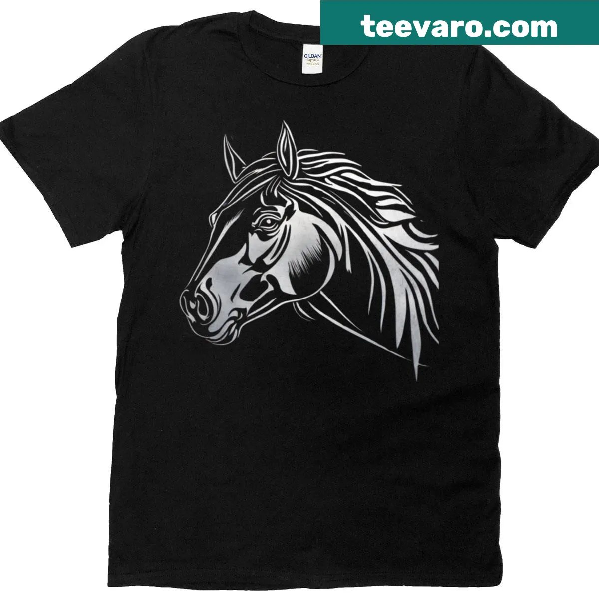 Classic T-shirt featuring a wild mustang graphic — on a men's t-shirt