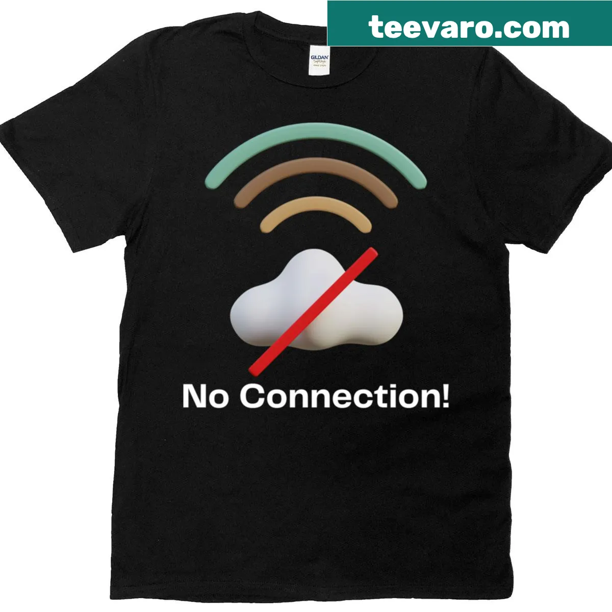 Minimalist t-shirt featuring the phrase 'No Connection' — on a men's t-shirt
