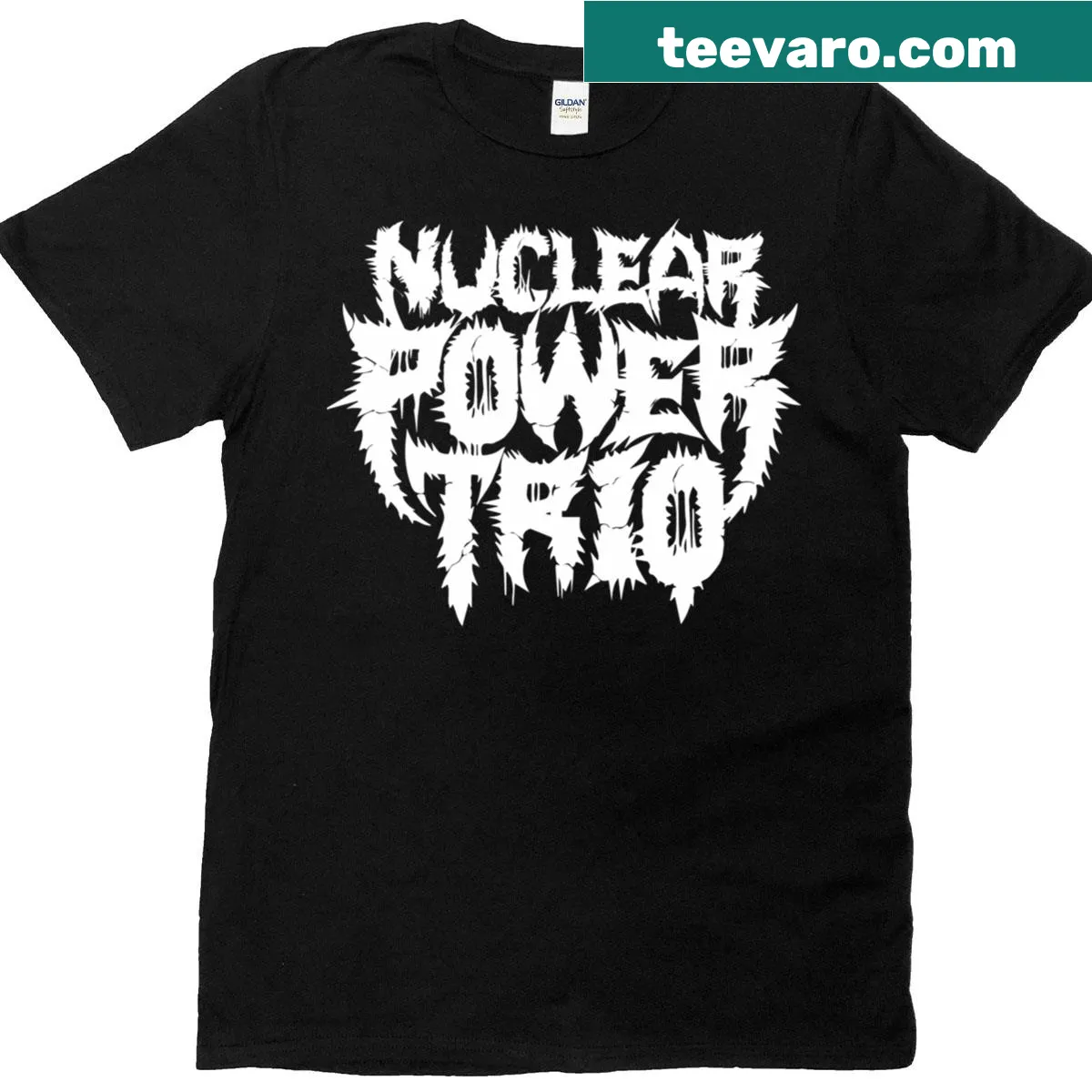 T-shirt featuring a trippy logo design — on a men's t-shirt