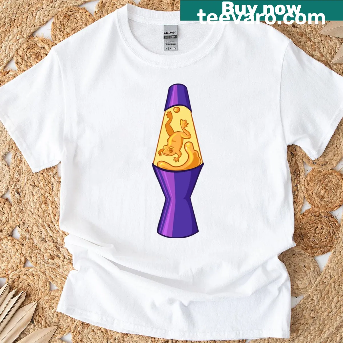 Playful frog in a lava lamp design on a classic T-shirt — on a men's t-shirt