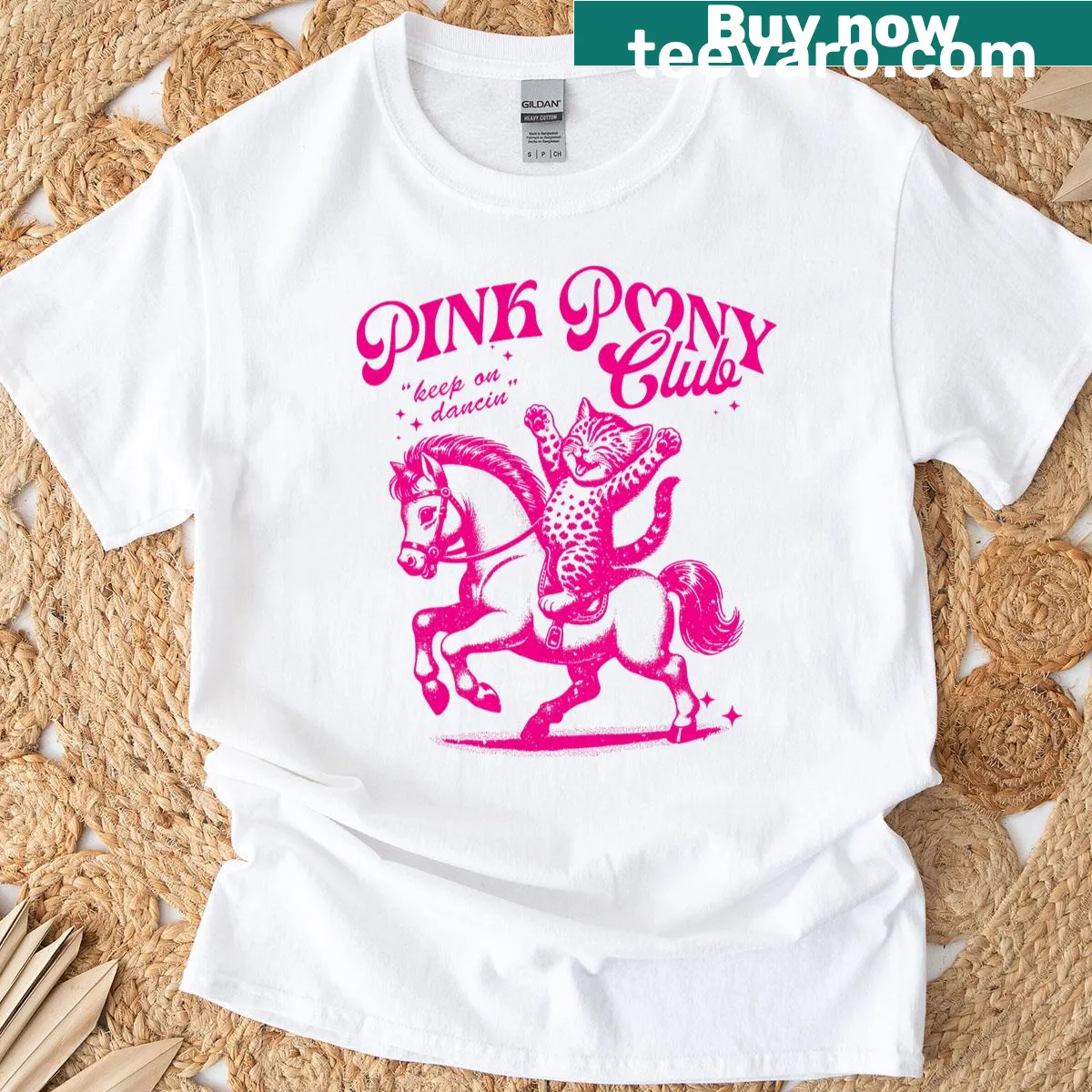 Cartoon pony and cat design on birthday t-shirt — on a men's t-shirt
