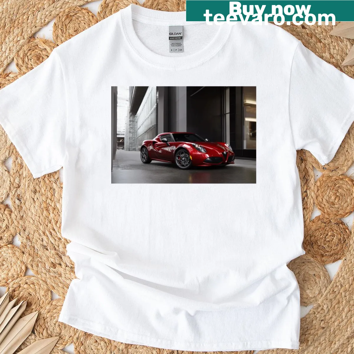 Alfa Romeo 4c coupe illustration on a classic t-shirt — on a men's t-shirt
