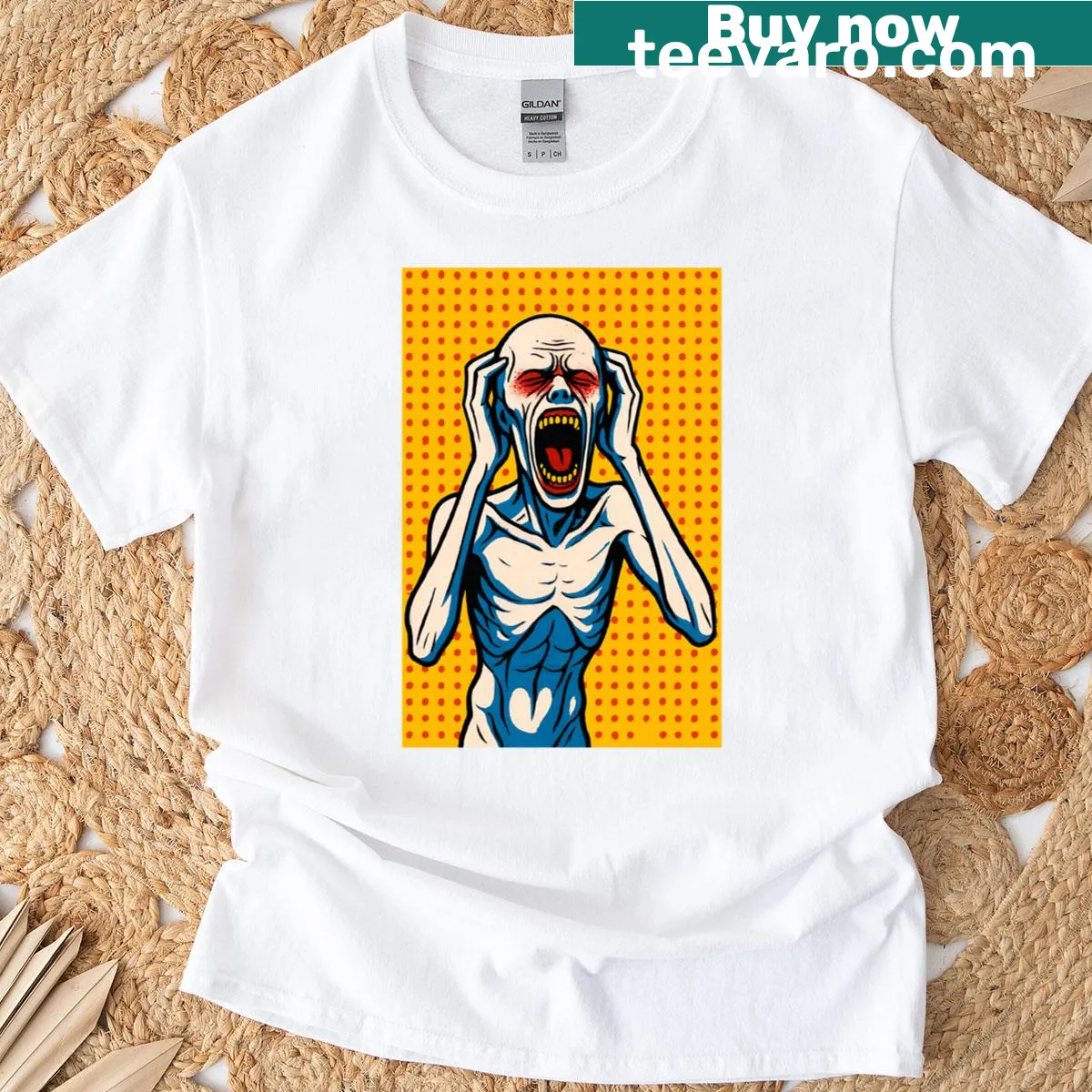 Pop art themed T-shirt inspired by SCP-096 — on a men's t-shirt