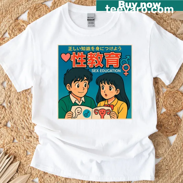 1980s anime style T-shirt featuring characters from Sex Education