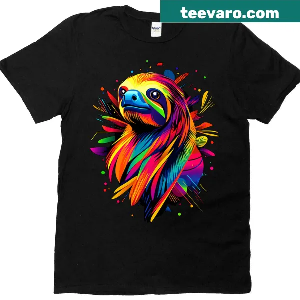 Splash art design featuring a cute sloth on T-shirt