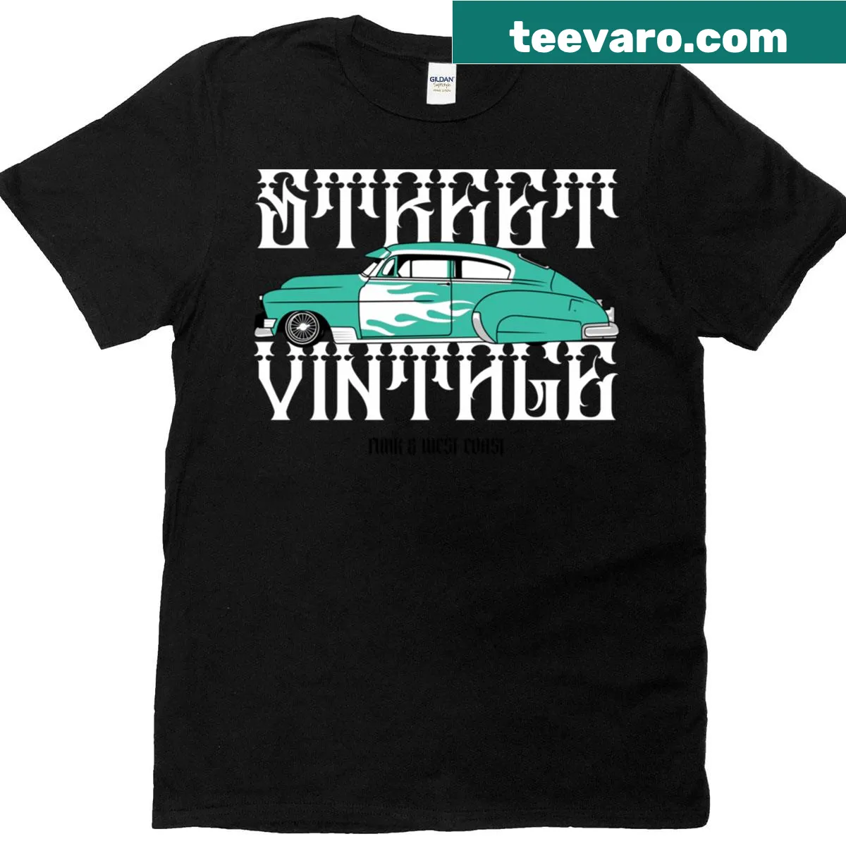Vintage classic car design with distressed graphic — on a men's t-shirt