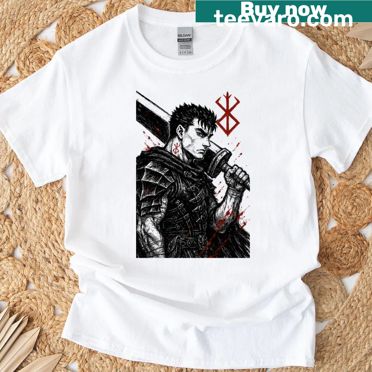 Classic tee featuring a bold black swordsman graphic — on a men's t-shirt