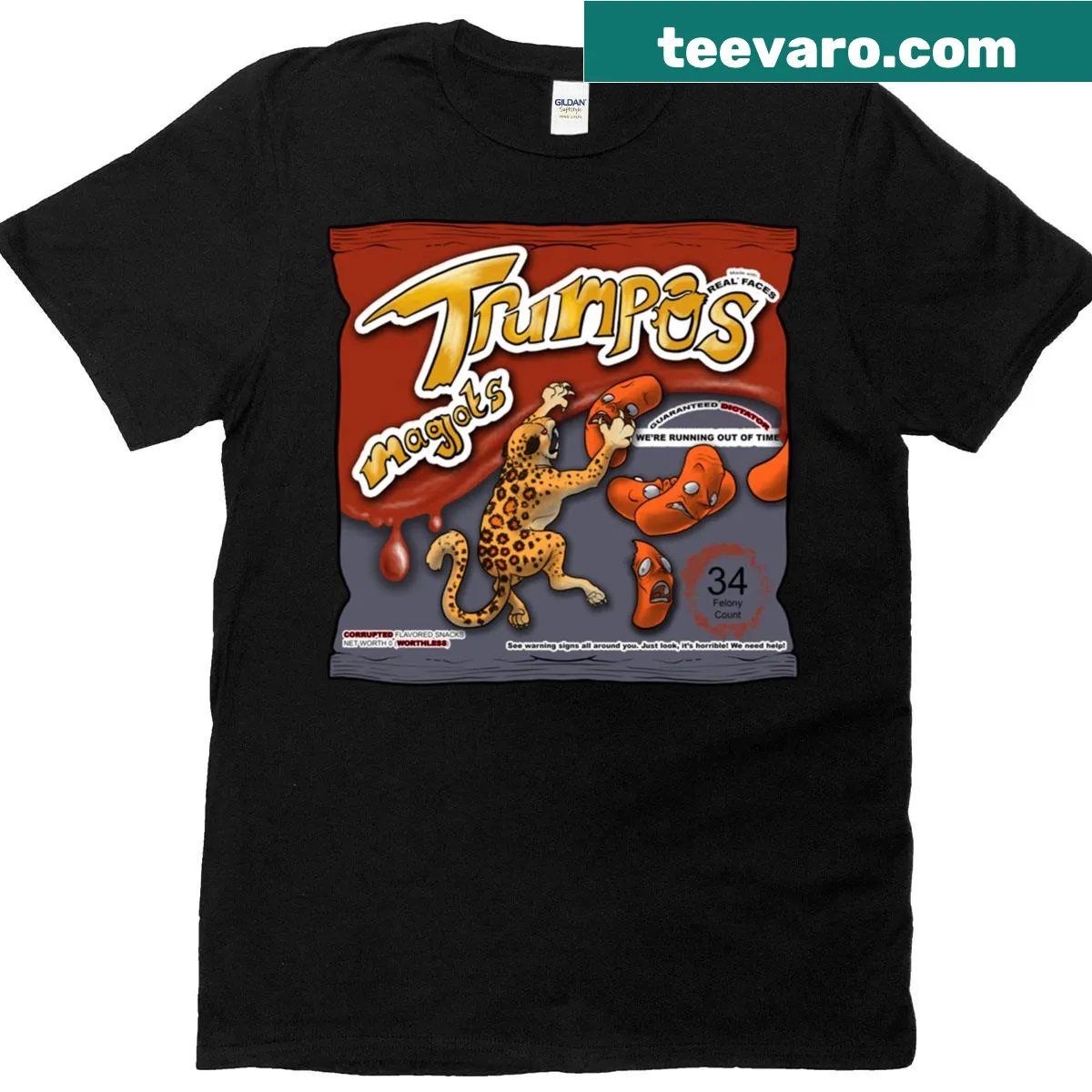 Funny T-shirt with a humorous snack-themed graphic inspired by Trumpos — on a men's t-shirt