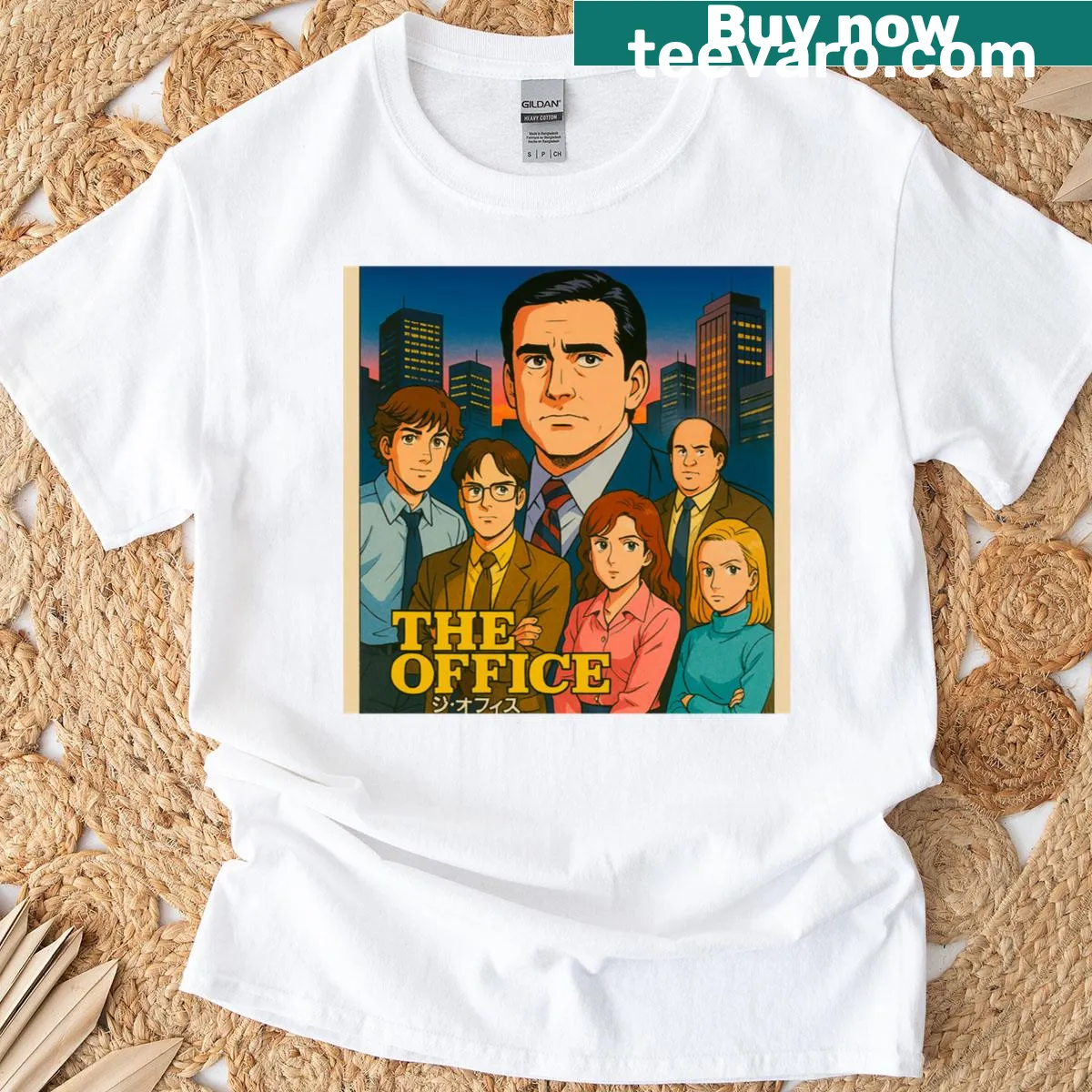 Classic T-shirt featuring an 1980s Japanese anime poster inspired design — on a men's t-shirt