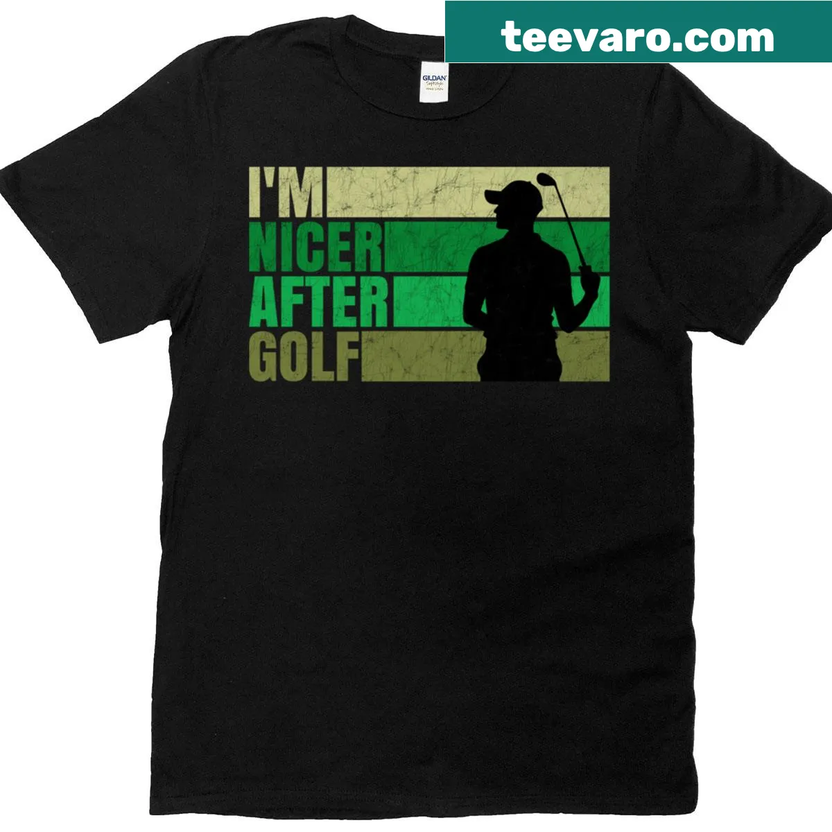 Vintage golf-themed t-shirt with humorous text — on a men's t-shirt