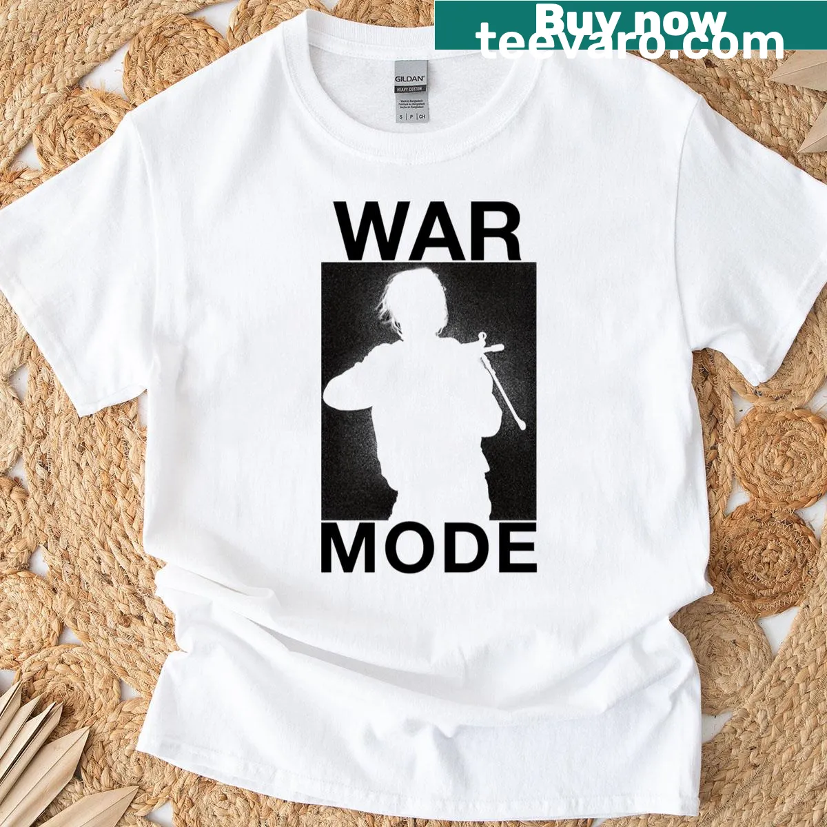 Dynamic gaming-themed T-shirt featuring War Mode design. — on a men's t-shirt