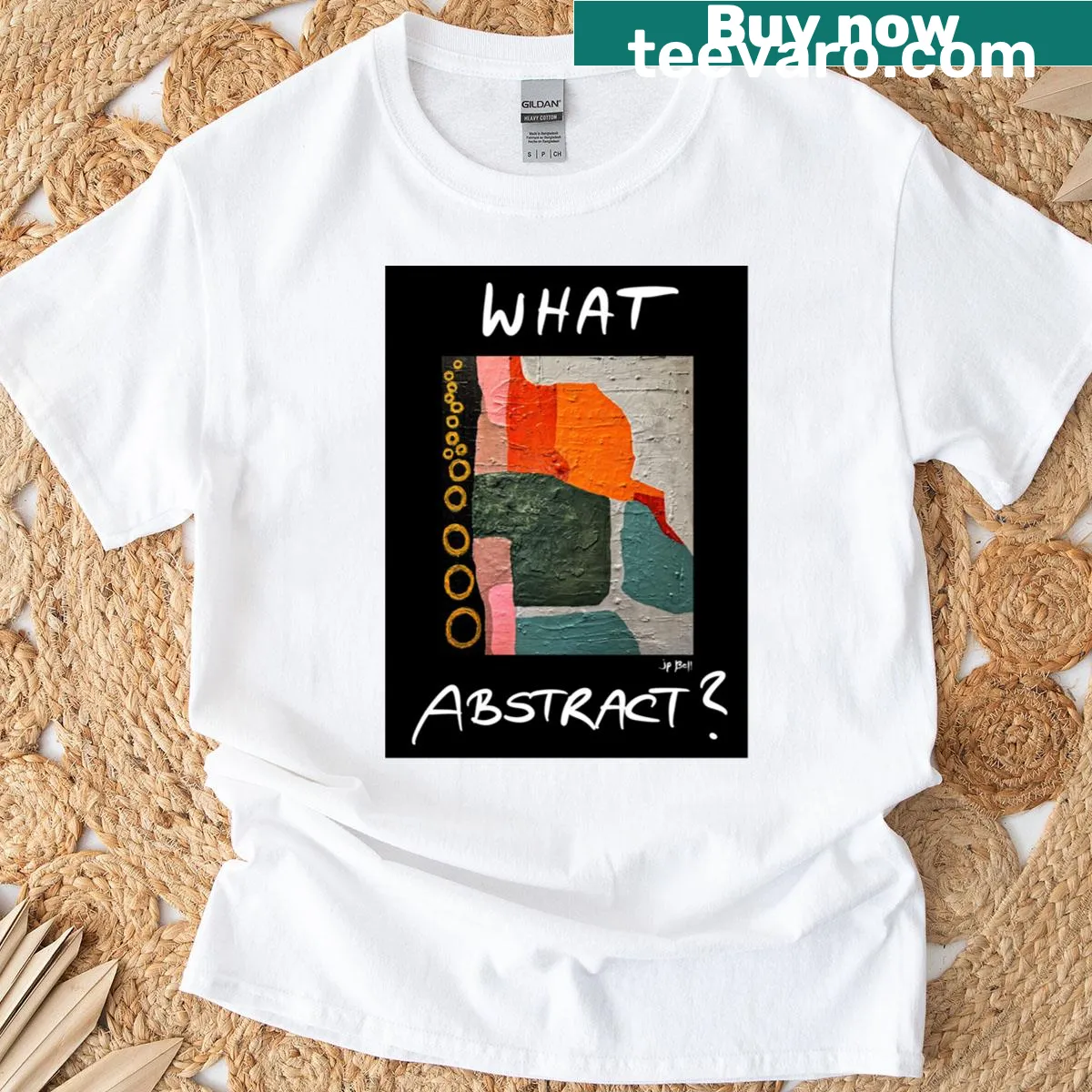 Abstract typography T-shirt exploring loops of reality — on a men's t-shirt