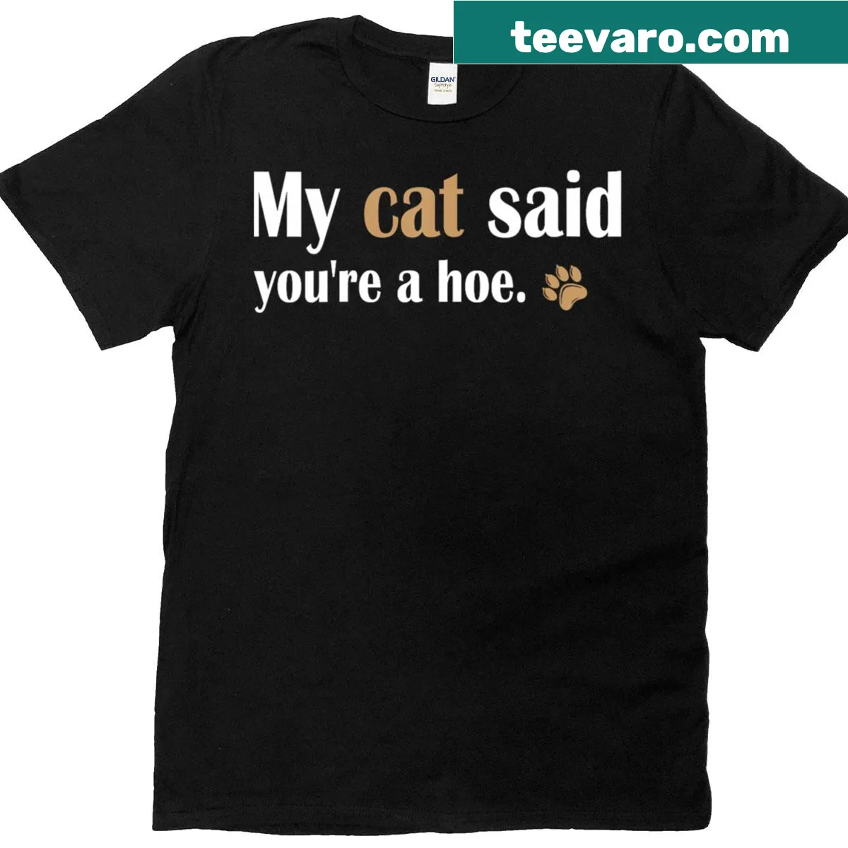 V-neck t-shirt with the funny phrase 'My Cat Said You're A Hoe' for cat lovers. — on a men's t-shirt