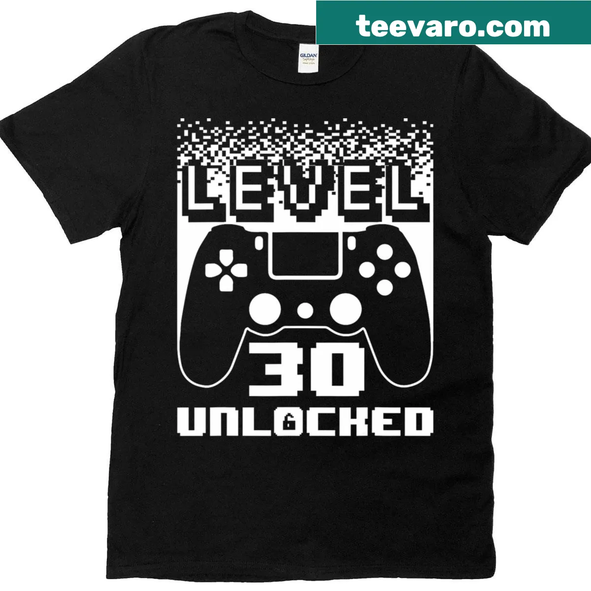 Level 30 Unlocked birthday t-shirt for gamers — on a men's t-shirt