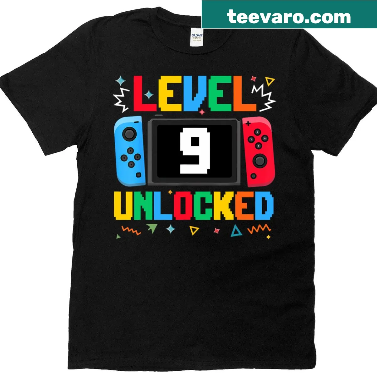 Funny T-shirt for a 9th birthday boy featuring gaming theme — on a men's t-shirt