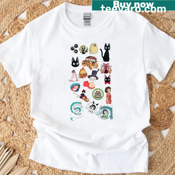 Cute classic t-shirt featuring characters from Studio Ghibli films