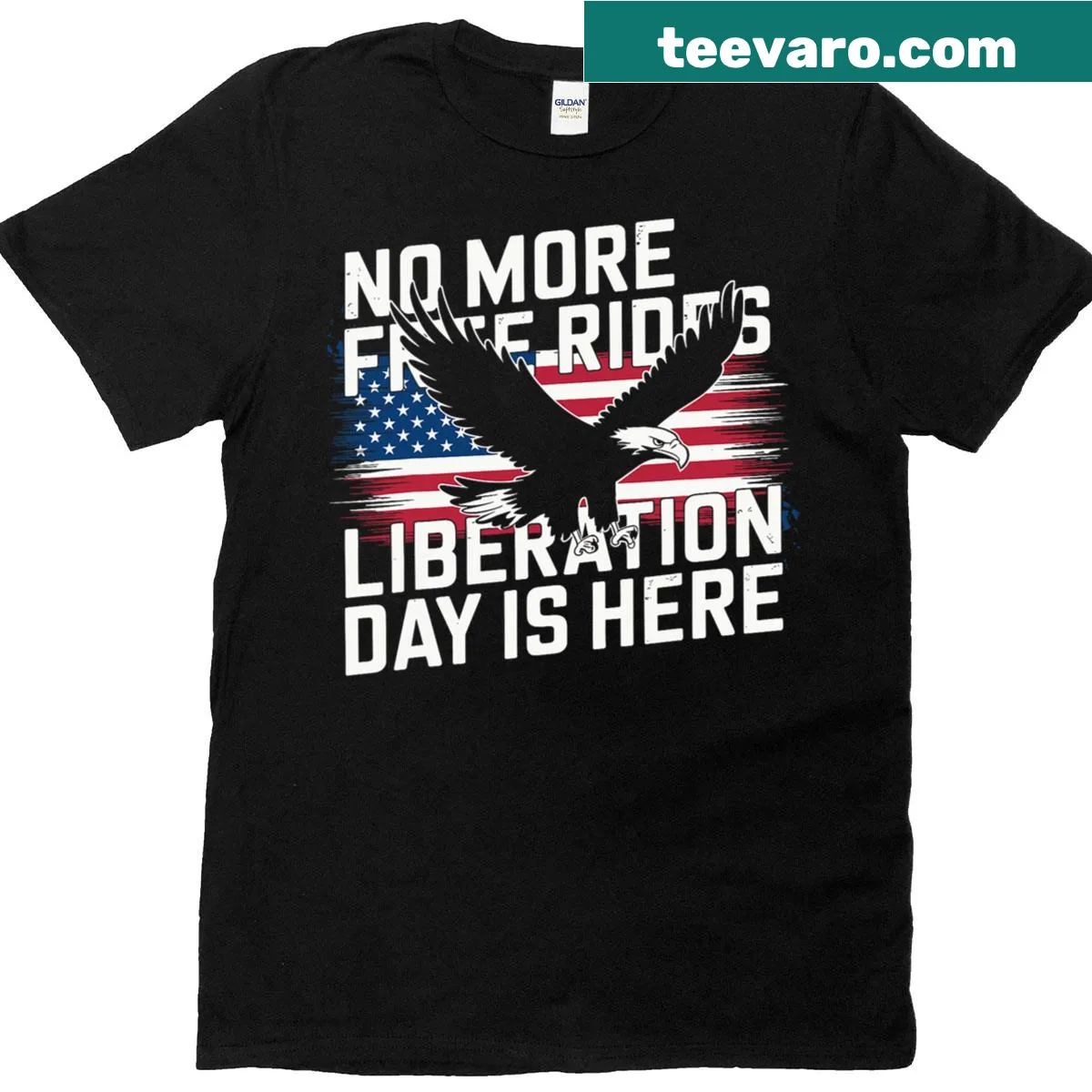 Eagle design with text about liberation on a T-shirt — on a men's t-shirt