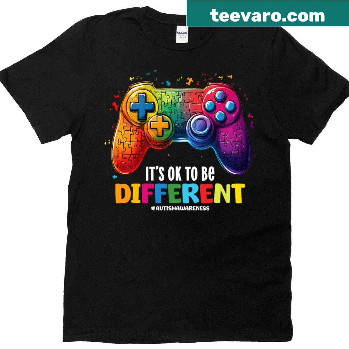 Autism Awareness T-shirt for kids with video game theme — on a men's t-shirt