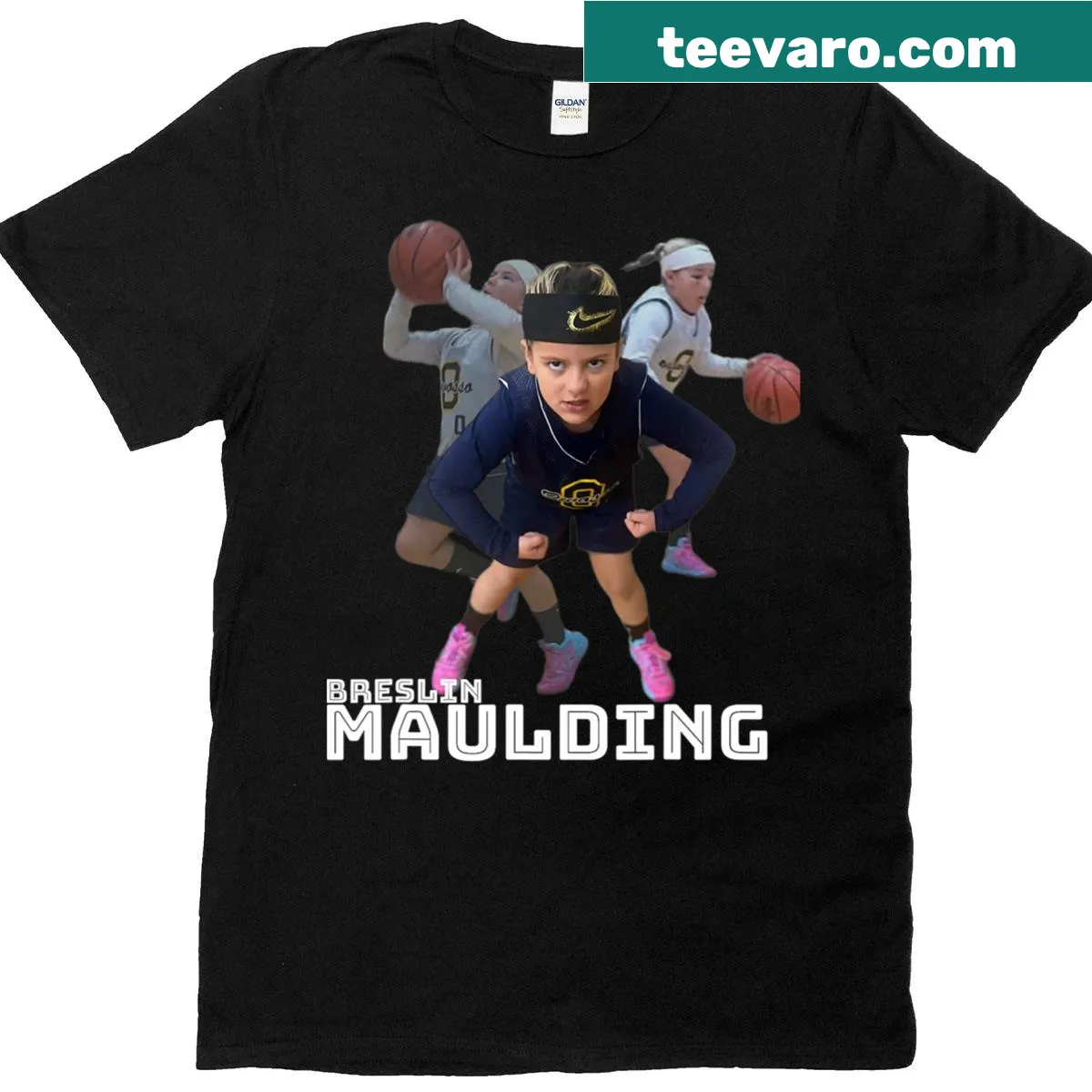 Basketball-themed T-shirt featuring Breslin design — on a men's t-shirt
