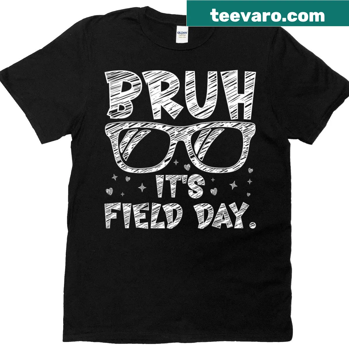 Teacher T-shirt with humorous 'Happy Field Day' text and sunglasses graphic — on a men's t-shirt
