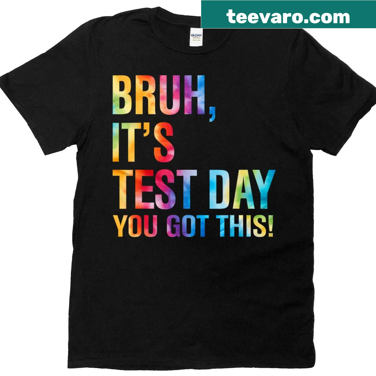 Funny teacher t-shirt with supportive phrase for testing day — on a men's t-shirt