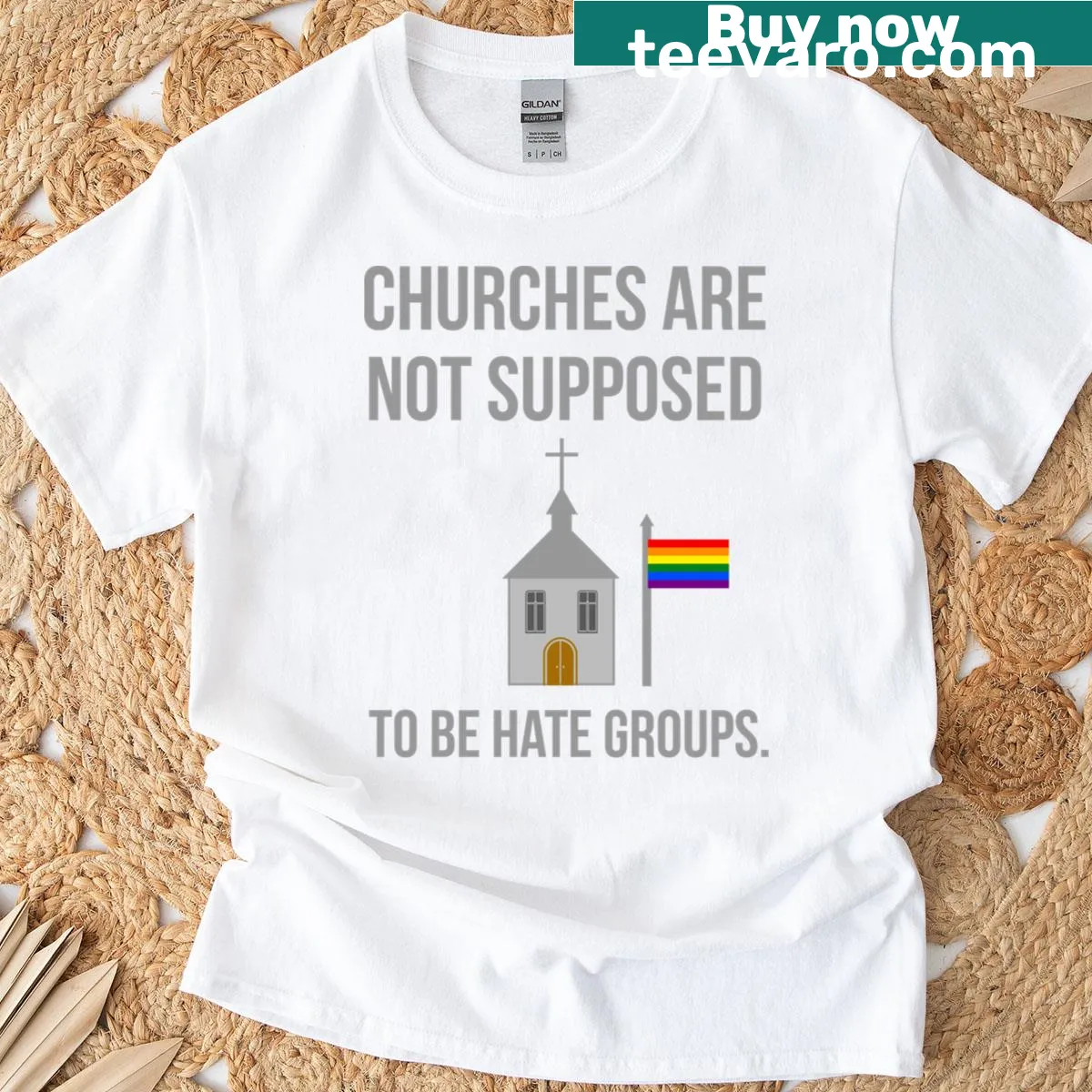 T-shirt with the message about churches and hate groups — on a men's t-shirt