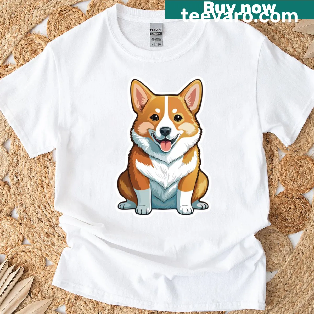 Cute Corgi graphic T-shirt for dog lovers — on a men's t-shirt