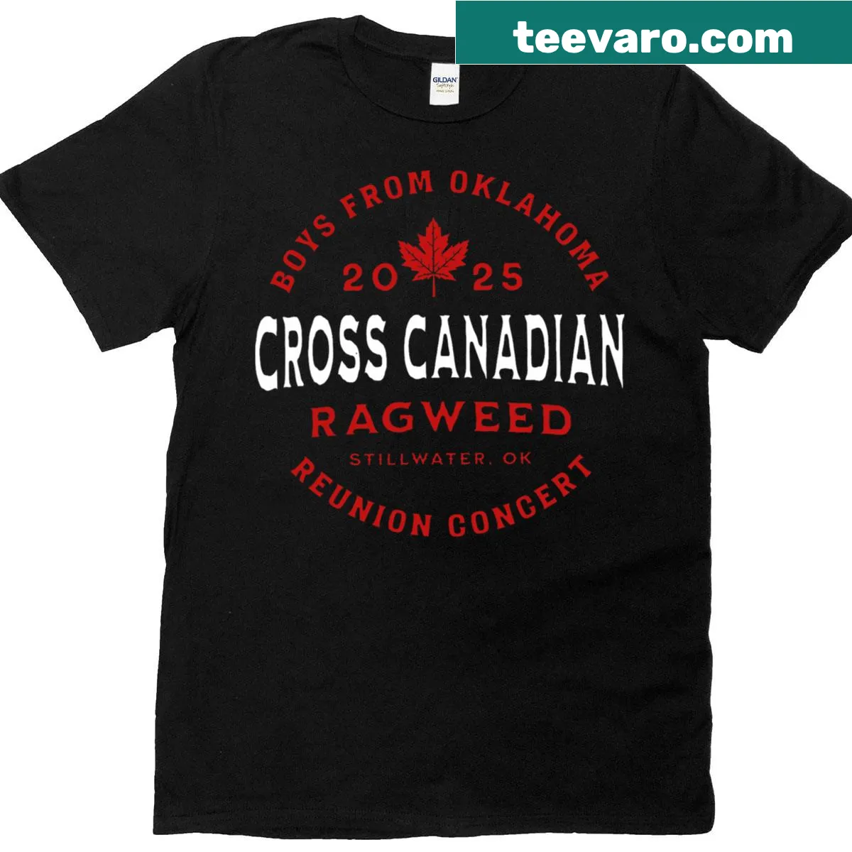 Commemorative t-shirt for Cross Canadian Ragweed concert in 2025 — on a men's t-shirt