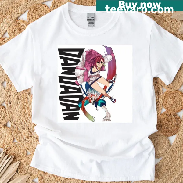 Cartoon graphic tee featuring Dandadan Okarun and Momo