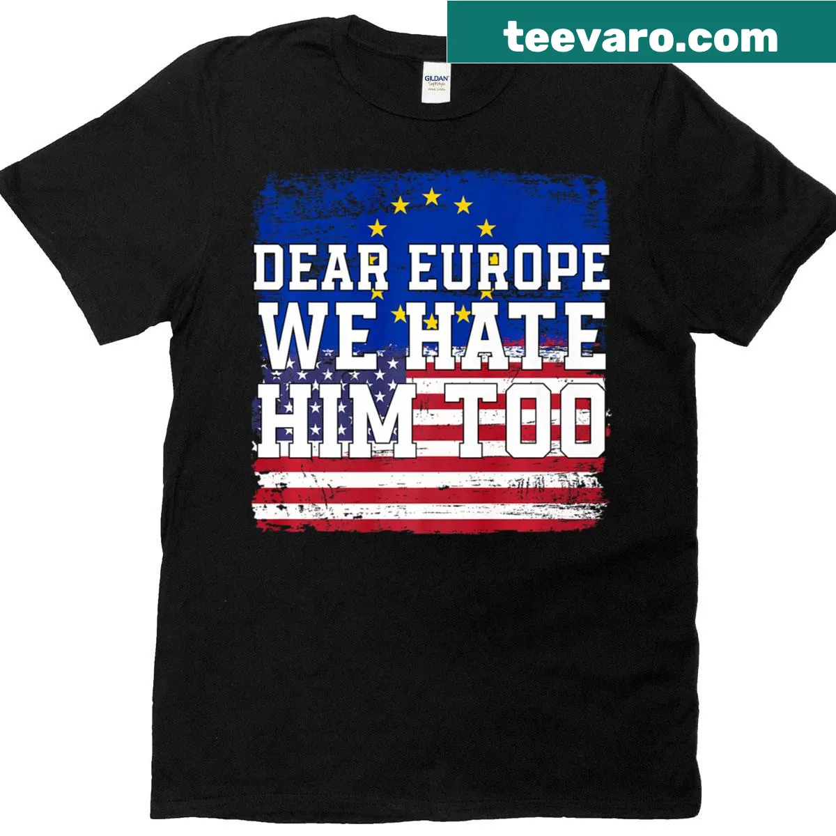 Vintage t-shirt with humorous text and flag graphic — on a men's t-shirt