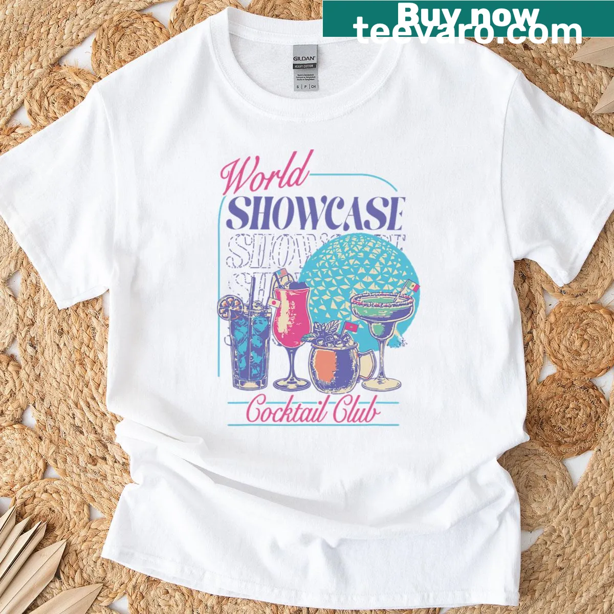 Vintage Drinking Team T-shirt with Epcot design and playful text — on a men's t-shirt