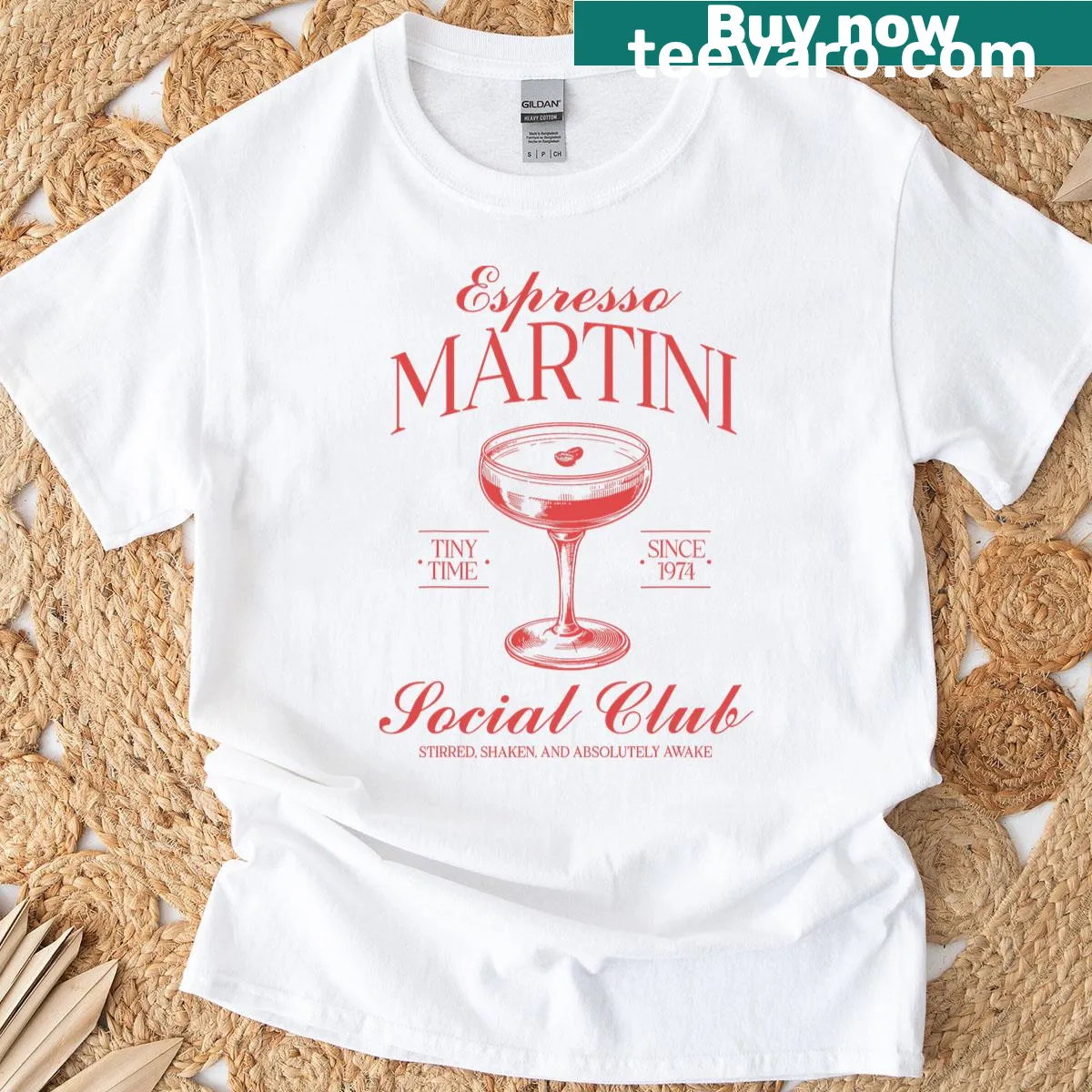 Cute espresso martini illustration t-shirt for women — on a men's t-shirt
