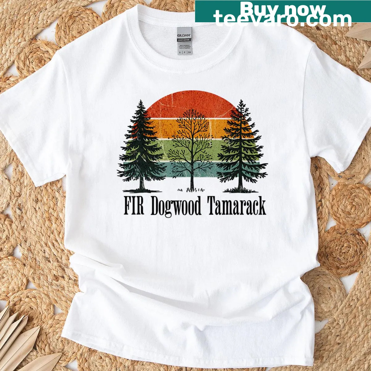 Retro T-shirt featuring tree silhouettes for nature lovers — on a men's t-shirt