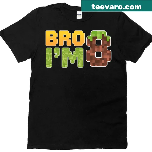 Pixelated birthday t-shirt for an 8-year-old with humorous text