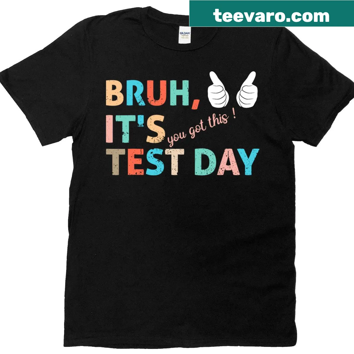 Funny teacher t-shirt with a humorous test day saying — on a men's t-shirt