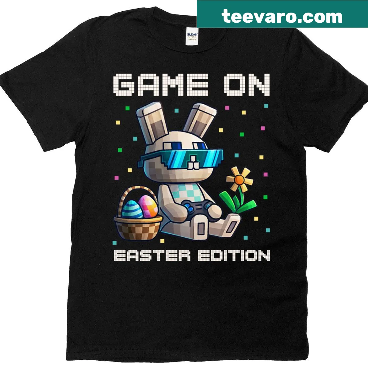 Funny Egg Hunt Gaming t-shirt for kids with video game theme — on a men's t-shirt