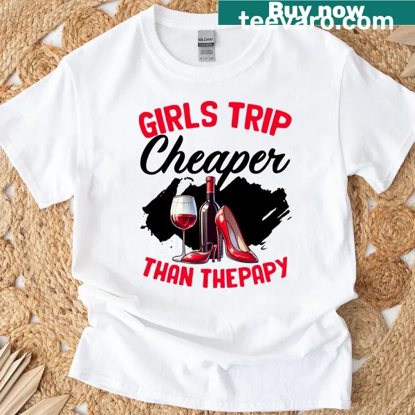 Whimsical girls trip T-shirt with fun text and graphics for bachelorette parties