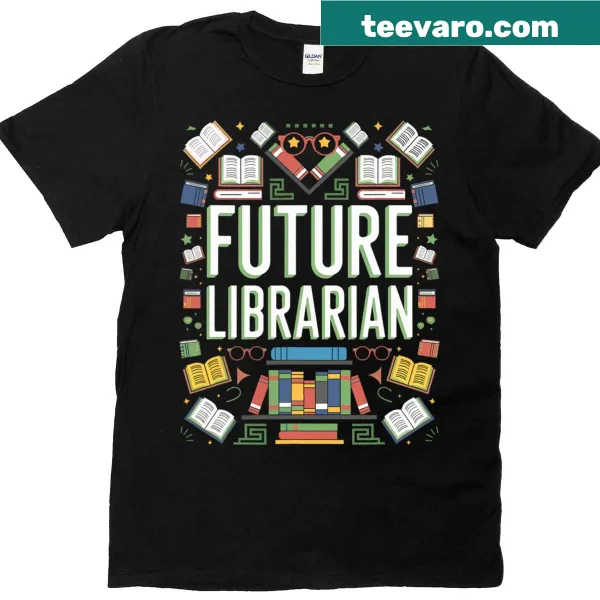 T-shirt celebrating future librarians with a playful design